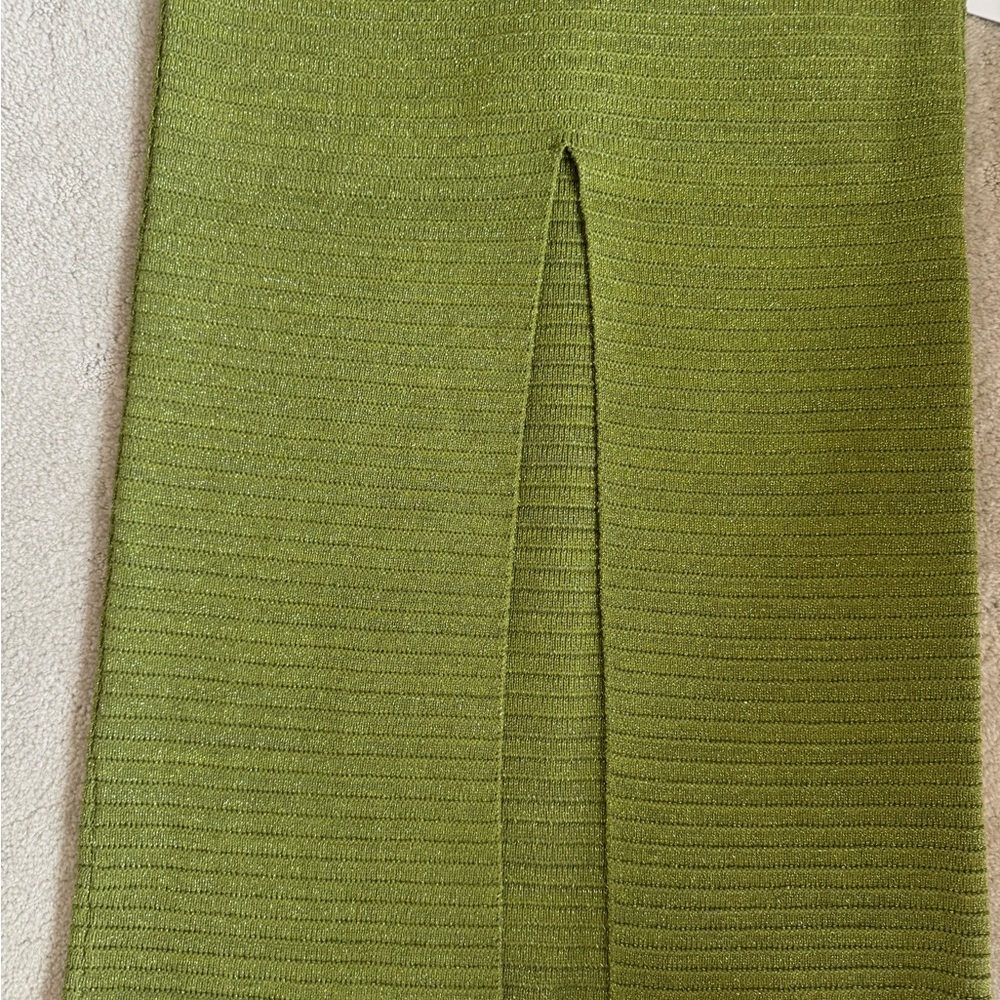 Torn by Ronny Kobo Madi Dress in metallic green sexy beach crochet midi sz m - Picture 14 of 15
